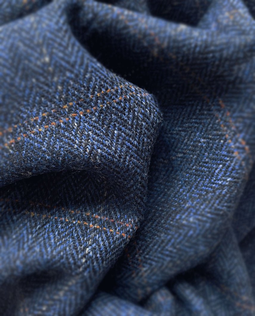 Herrenhose "Mr. Miller" aus Harris Tweed in dark - blue herringbone - Wellington of Bilmore