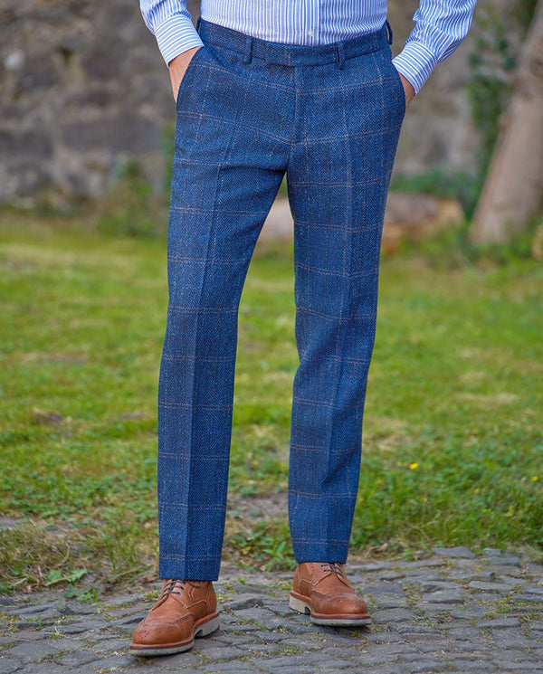 Herrenhose "Mr. Miller" aus Harris Tweed in dark-blue herringbone