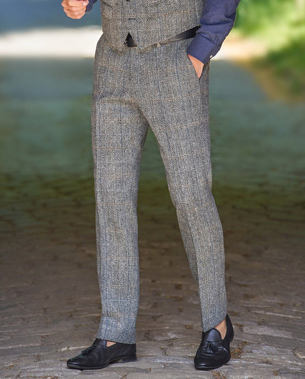 Men's trousers "Mr. Miller" made of Harris Tweed in grey herringbone