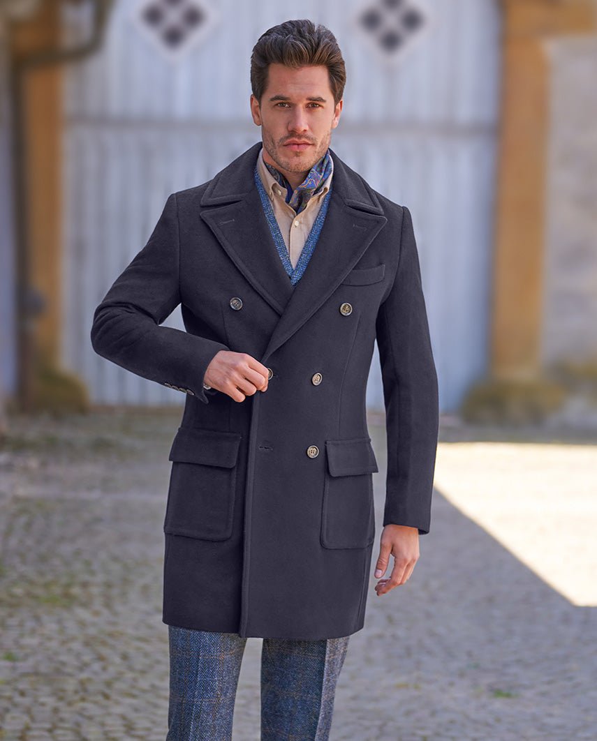 Herrenmantel ‚,Dorchester'‘ – Zweireiher in Navy aus edlem Woll - Kaschmir - Wellington of Bilmore