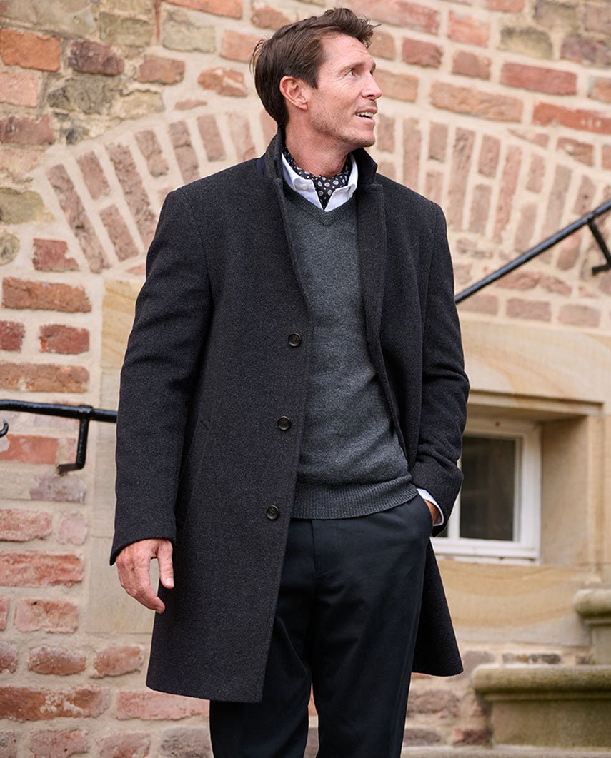 Herrenmantel ''Howard'' in anthrazit aus Woll - Kaschmirmix - Wellington of Bilmore
