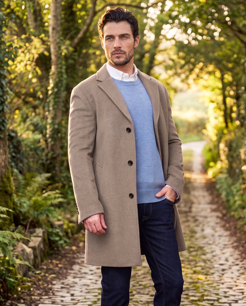 Herrenmantel ''Howard'' in taupe aus Woll-Kaschmirmix - Wellington of Bilmore