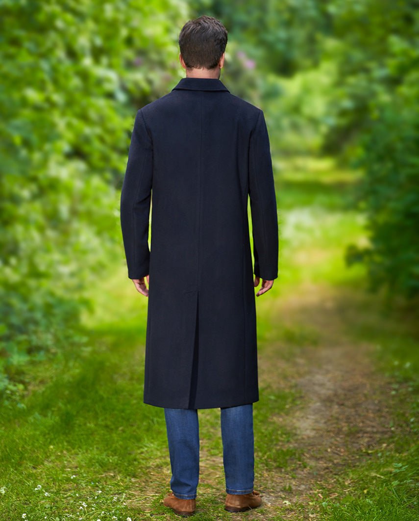 Langer Herrenmantel „Delchester“ aus Woll - Kaschmir in Navy - Wellington of Bilmore