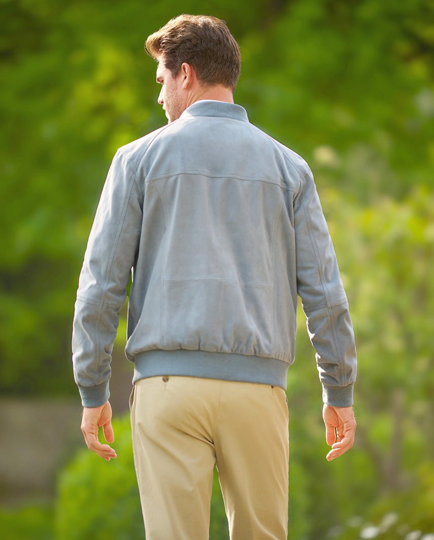 Leder Blouson ”Winston III” für Herren in hellblau - Wellington of Bilmore