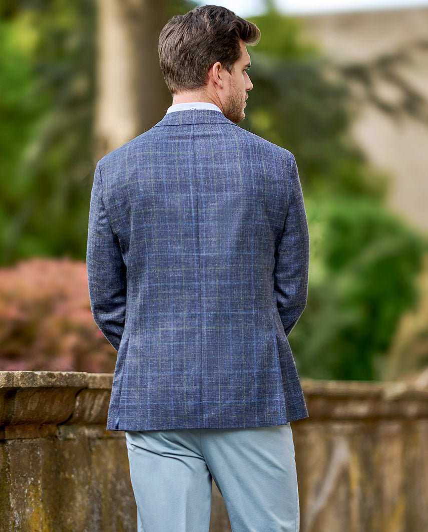 Leichtes Sommersakko ''London'' aus Schurwoll - Mix in navy check - Wellington of Bilmore