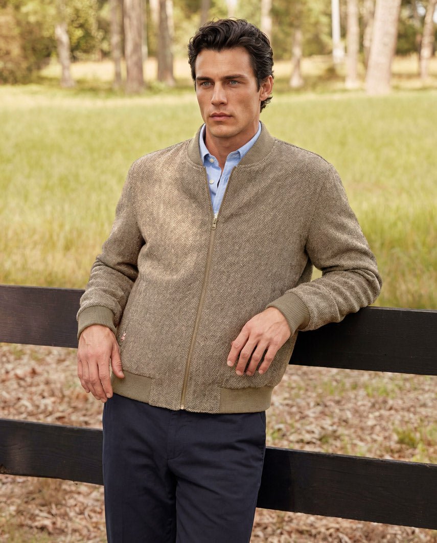 Lumber Herrenblouson – Woll-Kaschmir-Tweed in Hazel Herringbone - Wellington of Bilmore