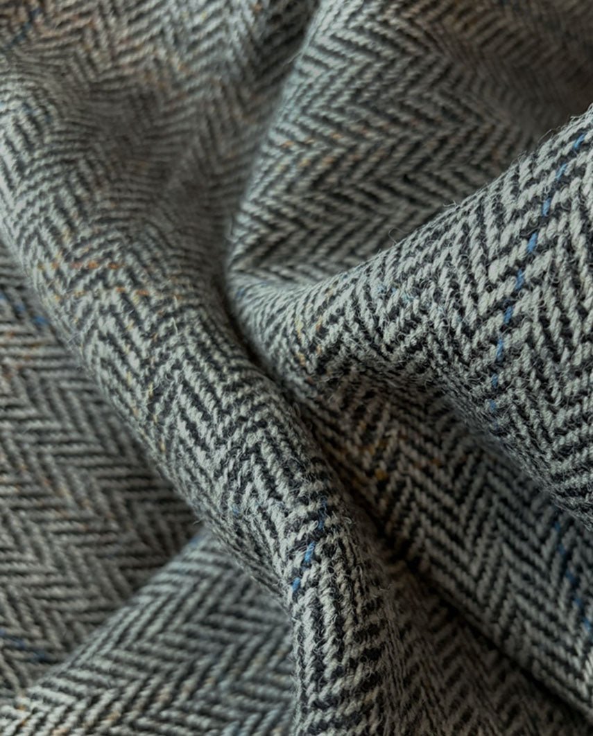Schiebermütze "Henry Cap" aus original Harris Tweed in "Grey Herringbone" - Wellington of Bilmore