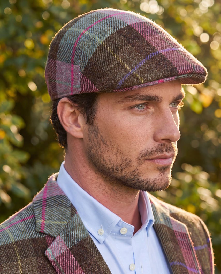 Schiebermütze "Henry Cap" aus original Harris Tweed in Tartan Check - Wellington of Bilmore