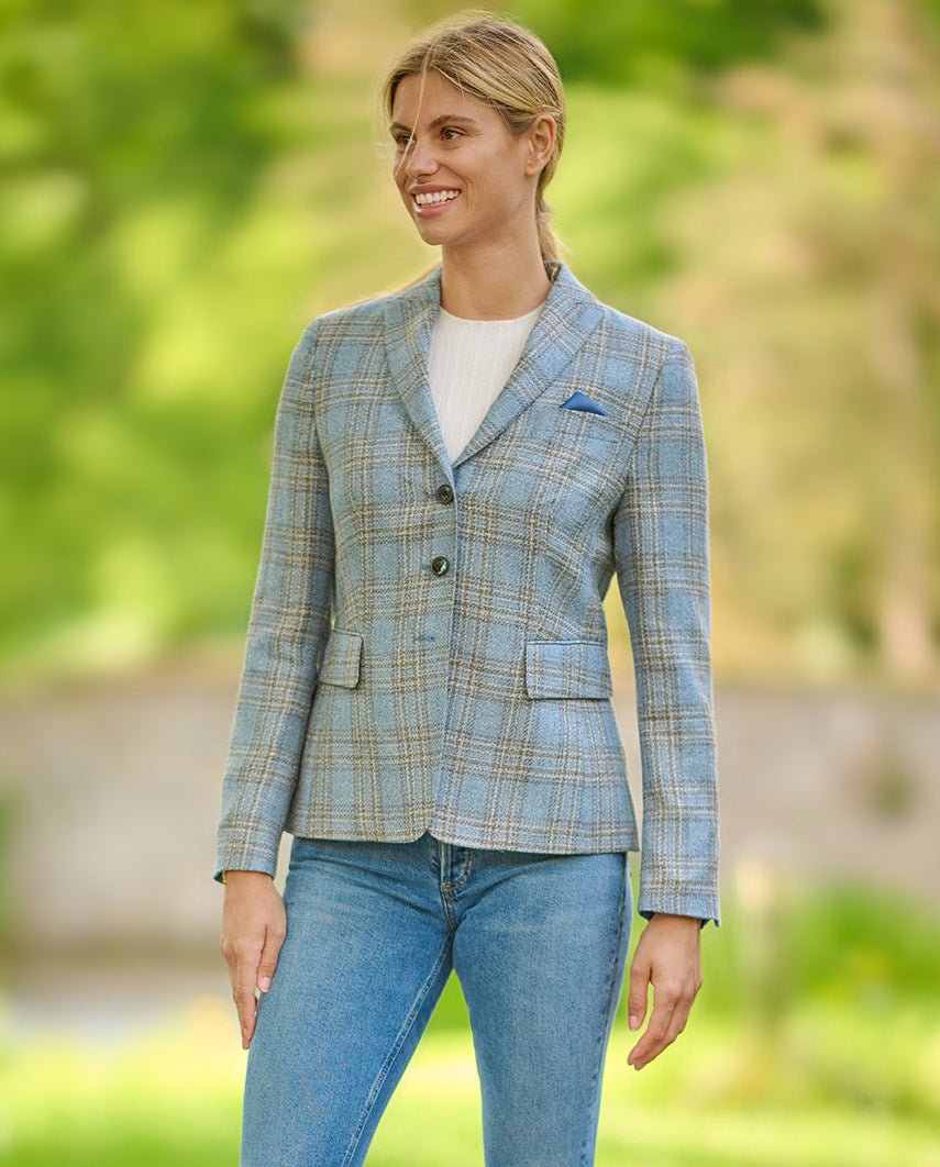 Sommerblazer ''Ladiesclub'' im karierten edlen Schurwoll - Mix - Wellington of Bilmore