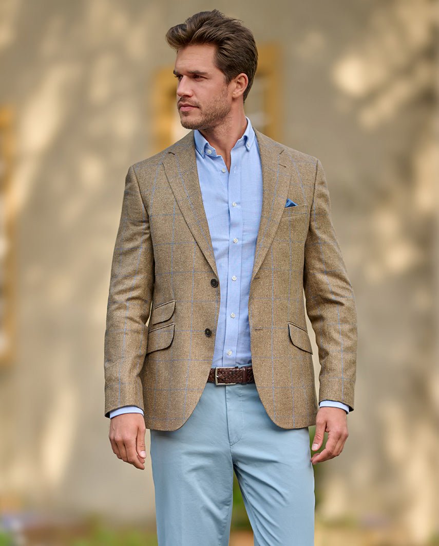 Sommersakko ''London'' aus Seide im beige check - Wellington of Bilmore