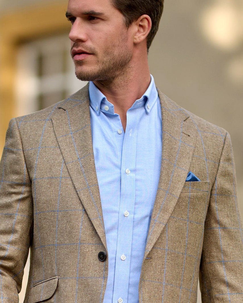 Sommersakko ''London'' aus Seide im beige check - Wellington of Bilmore