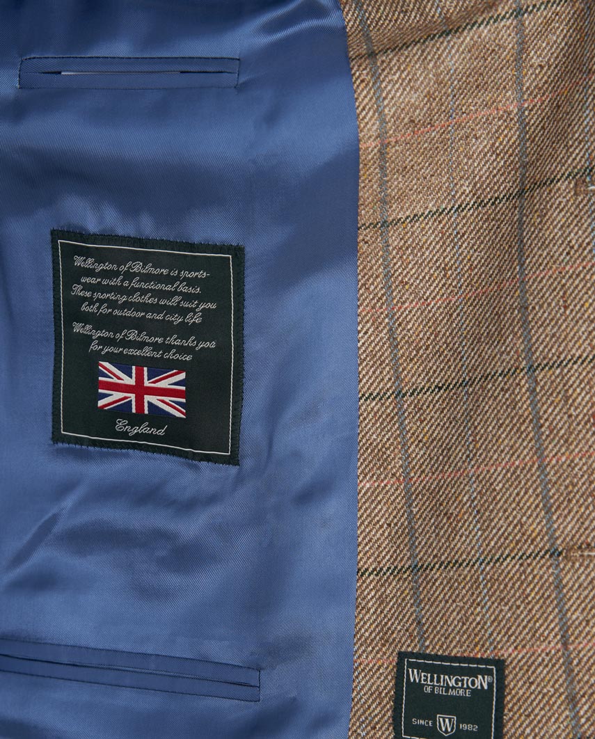 Sommersakko ''London SO'' aus Seide in sand multicolor check - Wellington of Bilmore