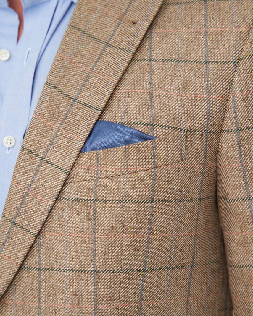 Sommersakko ''London SO'' aus Seide in sand multicolor check - Wellington of Bilmore