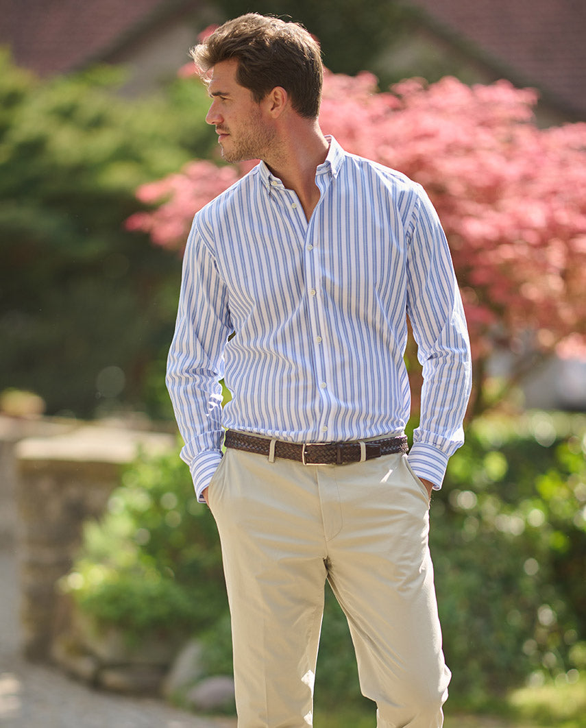 Button-Down-Hemd ‚,Steward‘' in blau-weißen Streifen