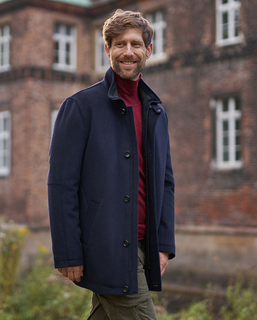 Stylish men's jacket ''Brooklyn'' in navy made of wool-cashmere qualit