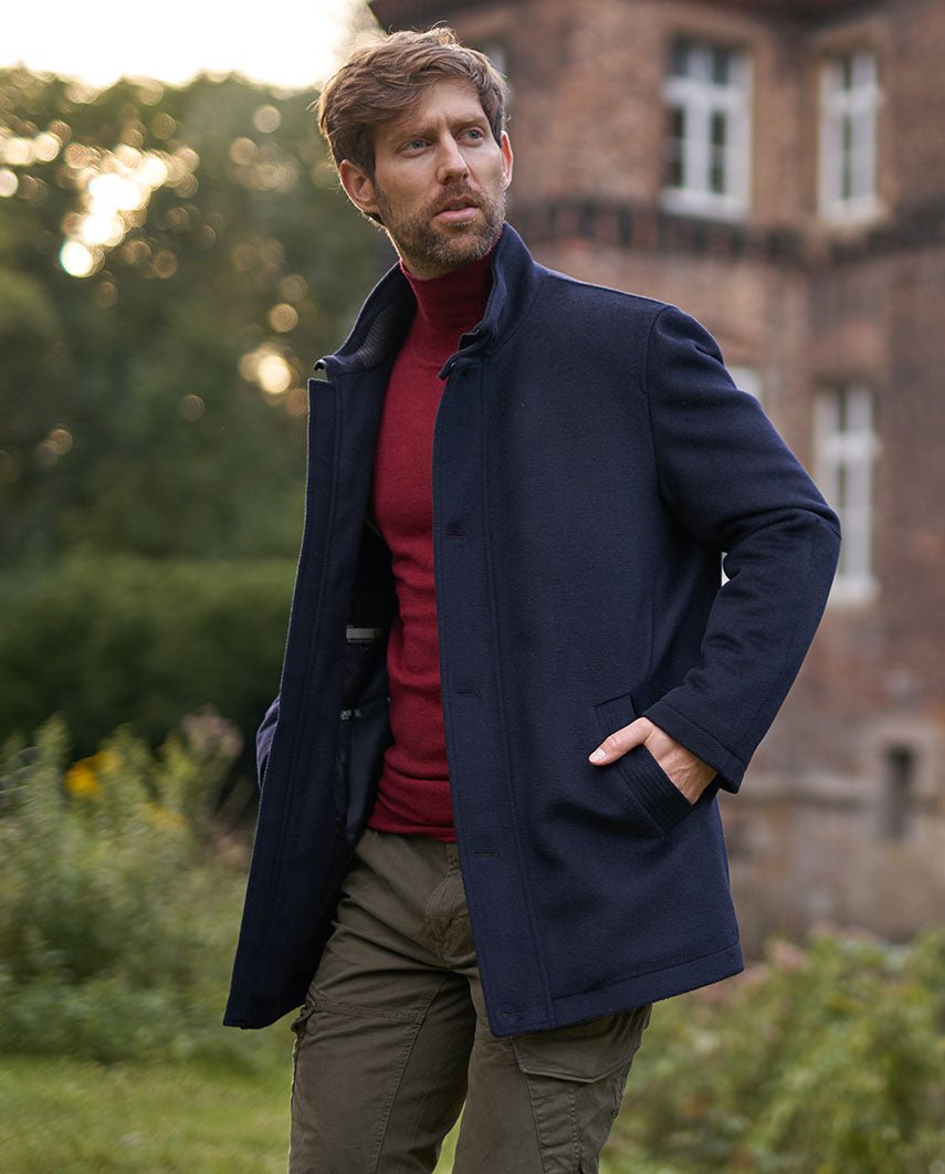 Stylish men's jacket ''Brooklyn'' in navy made of wool-cashmere qualit