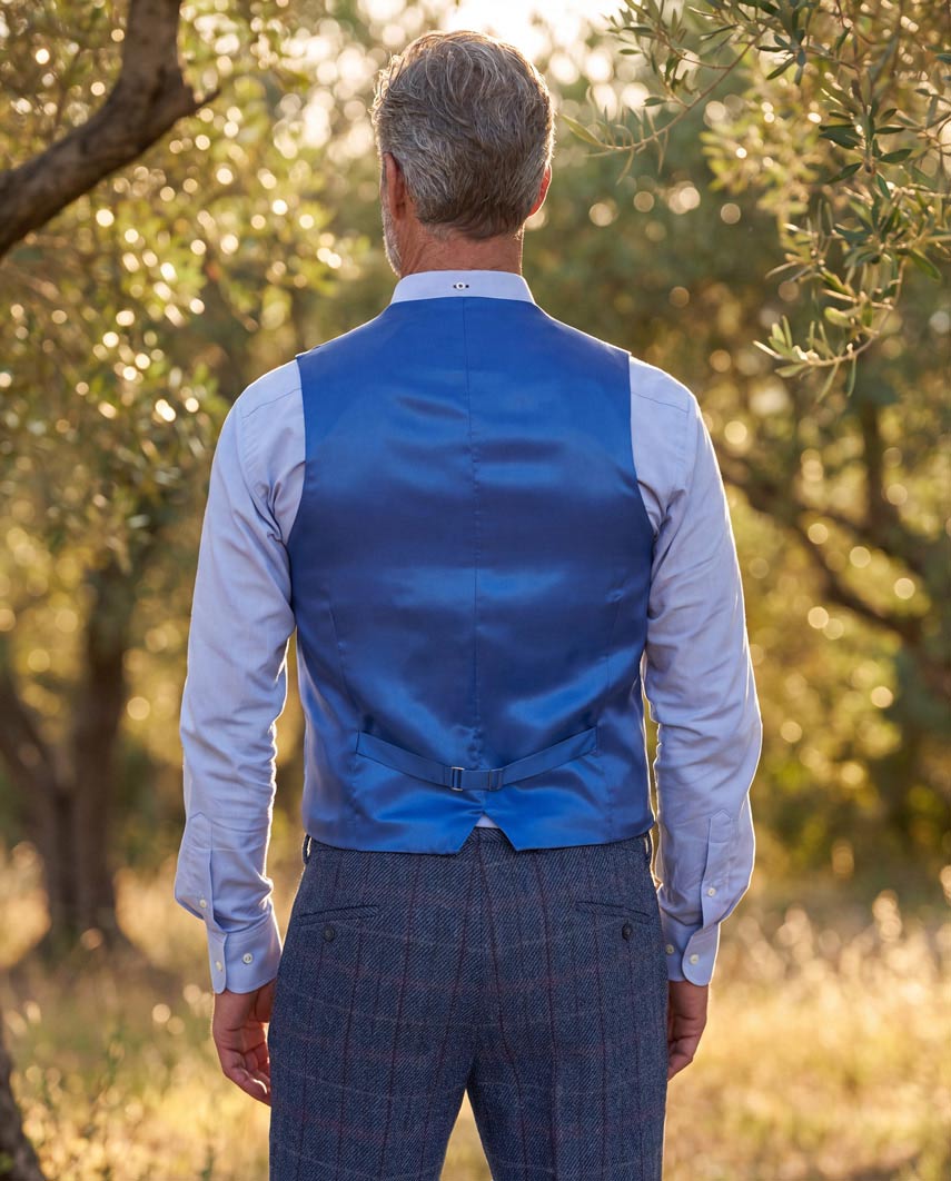 Tailor - Harris Tweed Weste in scottish blue - Wellington of Bilmore