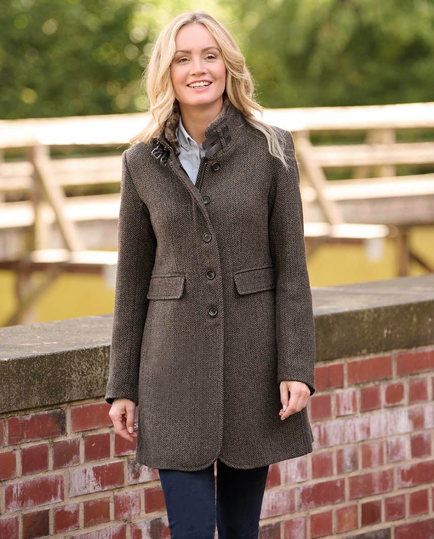 Tweed Mantel Paula aus Woll - Kaschmir in Green Hill Tweed - Wellington of Bilmore