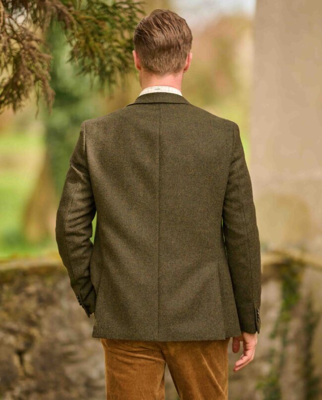 London-Herren Tweed Sakko in dark green melange I Wellington of Bilmore