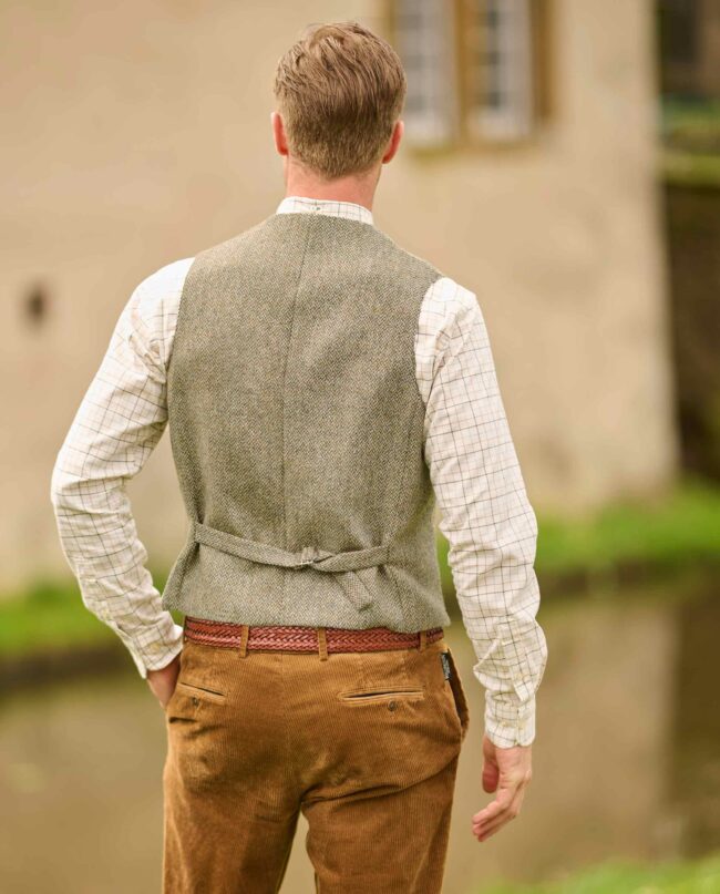 Wales - klassische Herren Tweed Weste in multigreen I Wellington of Bilmore