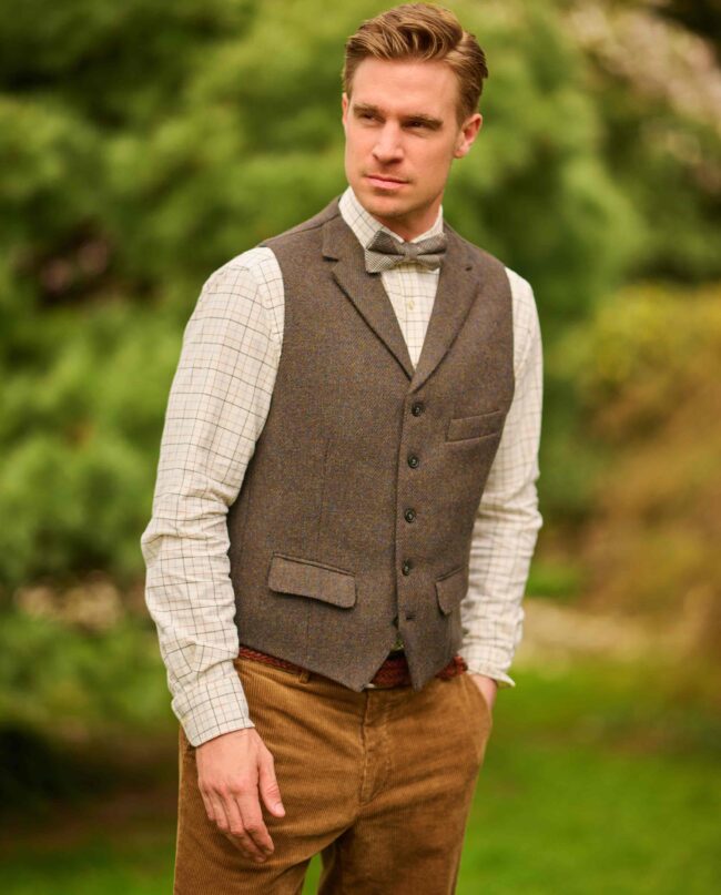 Wales - klassische Herren Tweed Weste in Tweed Shadow I Wellington of Bilmore