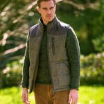 Gefütterte Harris Tweed Weste "Levi" mit Leder Applikationen