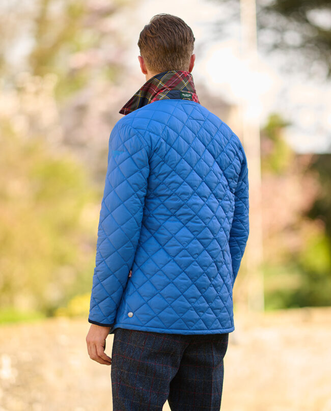 blaue Herrensteppjacke "York" mit Cordkragen | Wellington of Bilmore